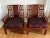 Pair Of Asian Rosewood Chairs With Floral, Bamboo, And Bird Motif Backs. Includes Two Sets Of Seat Cushions.. Solid...