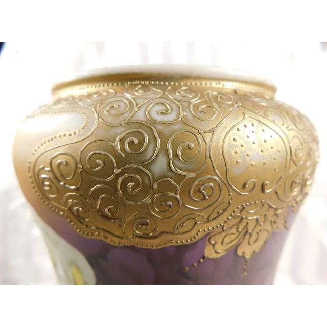 1940s Large Hand Painted and Hand Decorated Vase by Imperial Nippon For Sale - Image 11 of 12