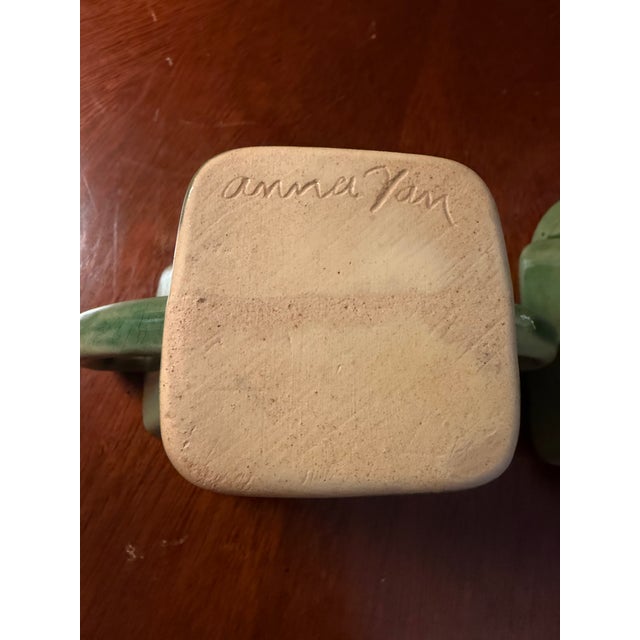 Anna Van Briggle Art Deco Pottery Green Glaze Creamer & Sugar ca.1955 For Sale - Image 13 of 13