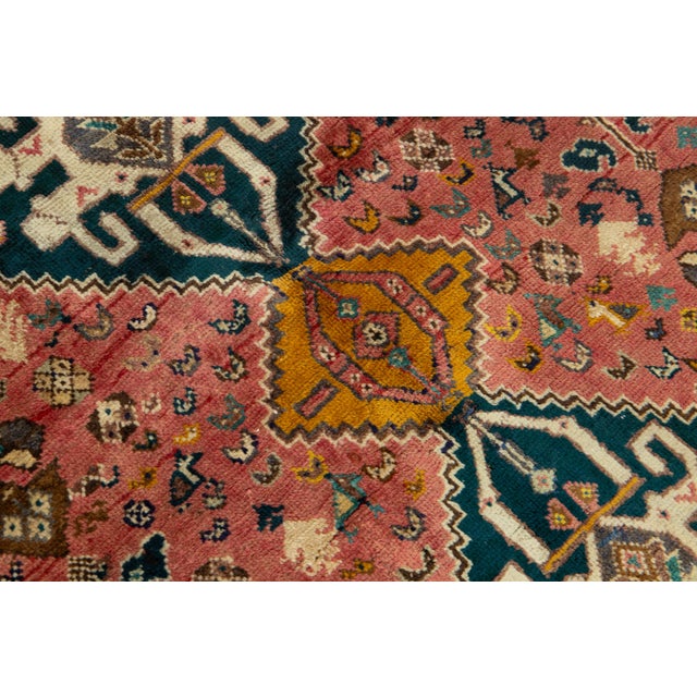 Red Vintage Handmade Shiraz Wool Rug in Red With Allover Design For Sale - Image 8 of 9