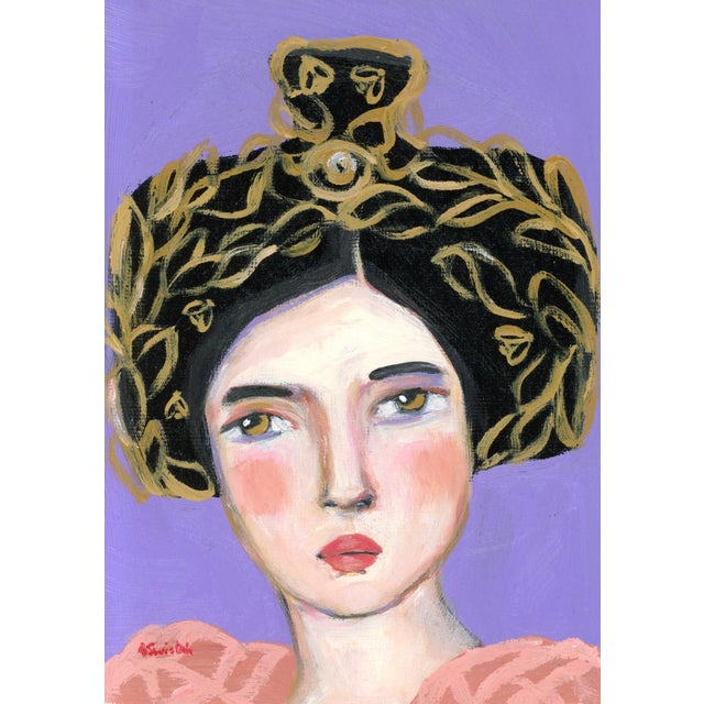 2020s Nerea, Beekeeper Mid Century Modern Oil Portrait Painting by Alexandra Swistak For Sale - Image 5 of 6