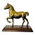 Vintage Solid Brass Prancing Horse Sculpture on Wood Pedestal Base – Mid-Century Modern Equestrian Decor For Sale