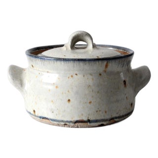Vintage Handmade Studio Pottery Covered Bowl For Sale