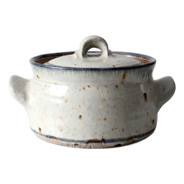 Vintage Handmade Studio Pottery Covered Bowl For Sale