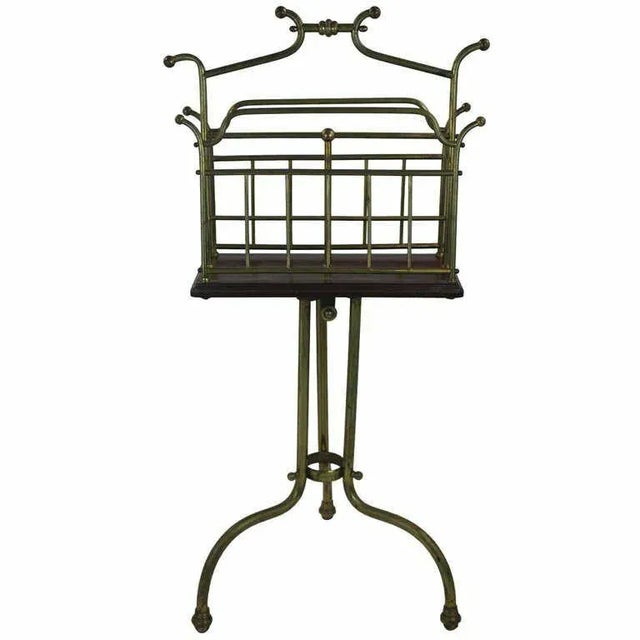 Brown 19th Century Edwardian Brass Walnut Canterbury Magazine Holder with Provenance For Sale - Image 8 of 8