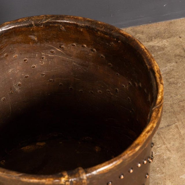 Antique Edwardian Vellum Clad Metal Lined Log Bucket, 1910 For Sale - Image 6 of 17