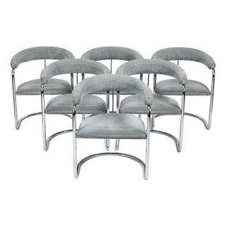 Set of 6 Mid-Century Modern Ss33 Chrome Dining Chairs by Anton Lorenz for Thonet, 1970s For Sale
