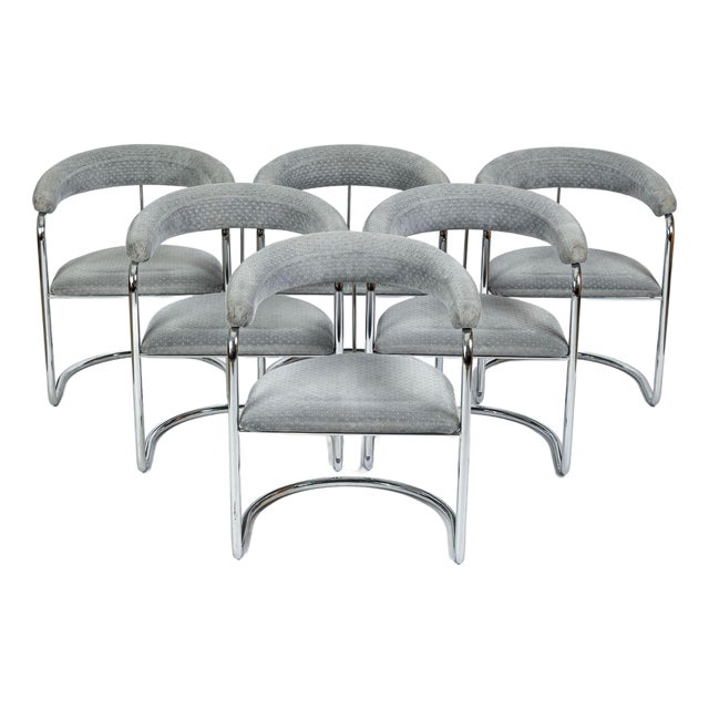 Set of 6 Mid-Century Modern Ss33 Chrome Dining Chairs by Anton Lorenz for Thonet, 1970s For Sale
