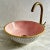 Metal White & Pink Ceramic Sink With 14k Gold Rim Vessel Round Sink Bowl With Drain For Sale - Image 7 of 7
