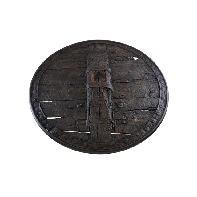 Gothic Iron-Bound Plank Wagon Wheel For Sale - Image 9 of 13