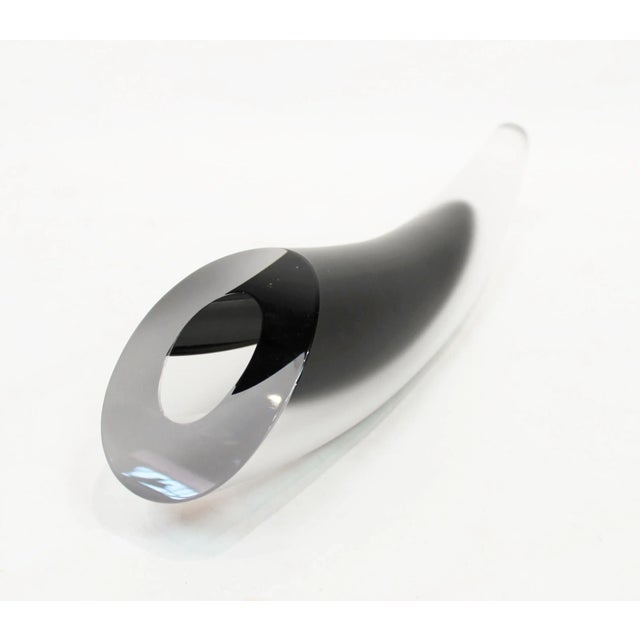 Glass sculpture, limited edition, by Göran Wärff for Kosta Boda. The sculpture is made of frosted and black glass....