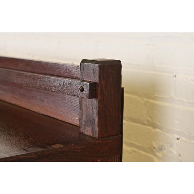 Limbert Style Antique Mission Oak Arts and Crafts Bookcase Cabinet, Circa 1910 For Sale - Image 9 of 15
