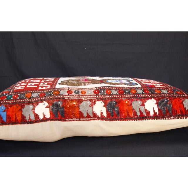 Handwoven Vintage Caucasian Rug Pillow -17'' X 29'' For Sale - Image 11 of 12