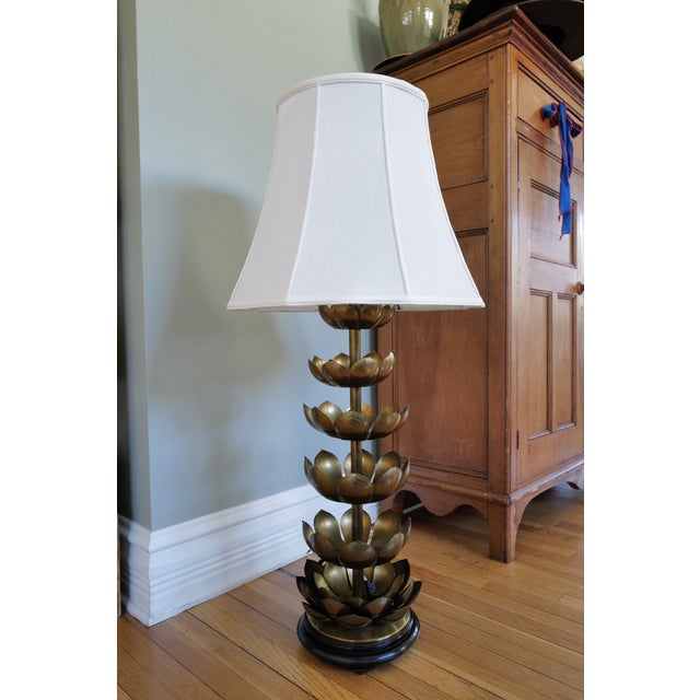 Mid-Century Modern 1960s Feldman Brass Lotus Lamp For Sale - Image 3 of 5