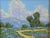 Contemporary M. Graison, California Landscape "Lavender Fields" Painting Including the Antiqued Gold Wood Frame For Sale - Image 3 of 5