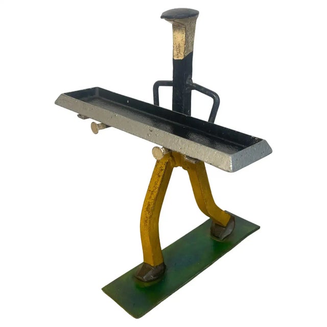 Early 20th Century Folk Art Polychromed Iron Construction Worker Card Holder/ Vide-Poche For Sale - Image 13 of 13