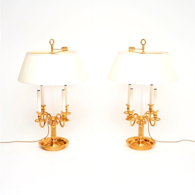 French Brass Bouillotte Table Lamps, 1960, Set of 2 For Sale - Image 11 of 11