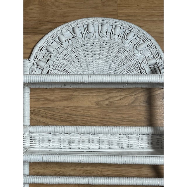 Wood Vintage White Wicker Wall Shelve For Sale - Image 7 of 8