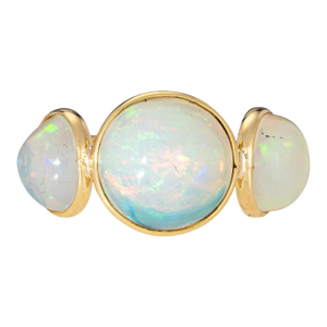3 Stone Opal Ring Estate 18k Yellow Gold Sz 7 Fine Cocktail Estate Jewelry