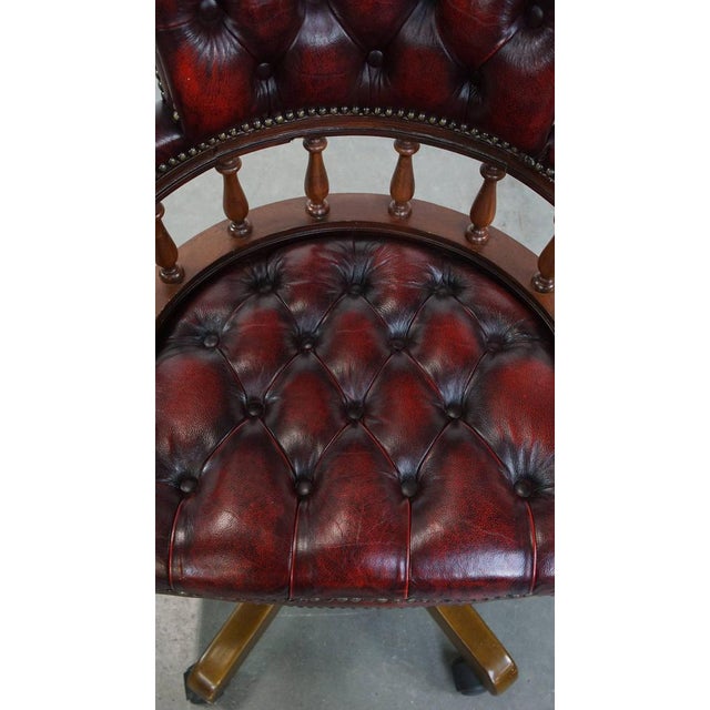 Chesterfield Office Chair on Wheels in Red For Sale - Image 6 of 14
