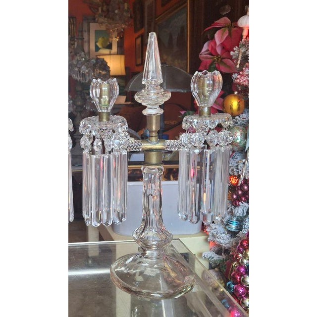 19thc French Regency Cut Glass & Crystal Candelabra Attrib. St Louis a - Pair For Sale - Image 4 of 18