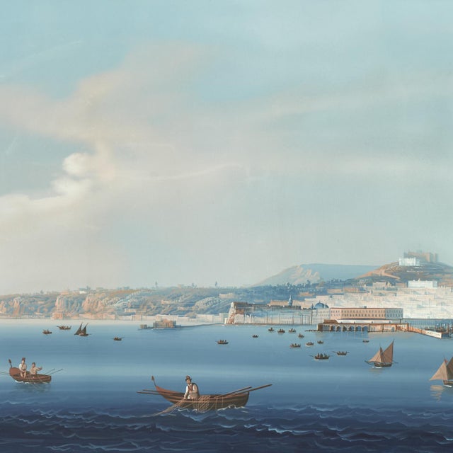 1950s Pair of Italian Bayscape Gouache Paintings With Mt.Vesuvius For Sale - Image 5 of 18