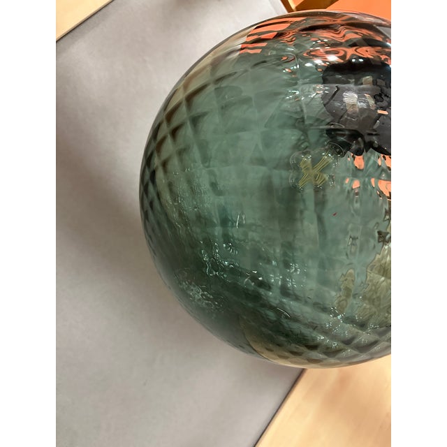 2010s Italian Murano Style Glass Balloton Green Pendant Sphere For Sale - Image 5 of 10
