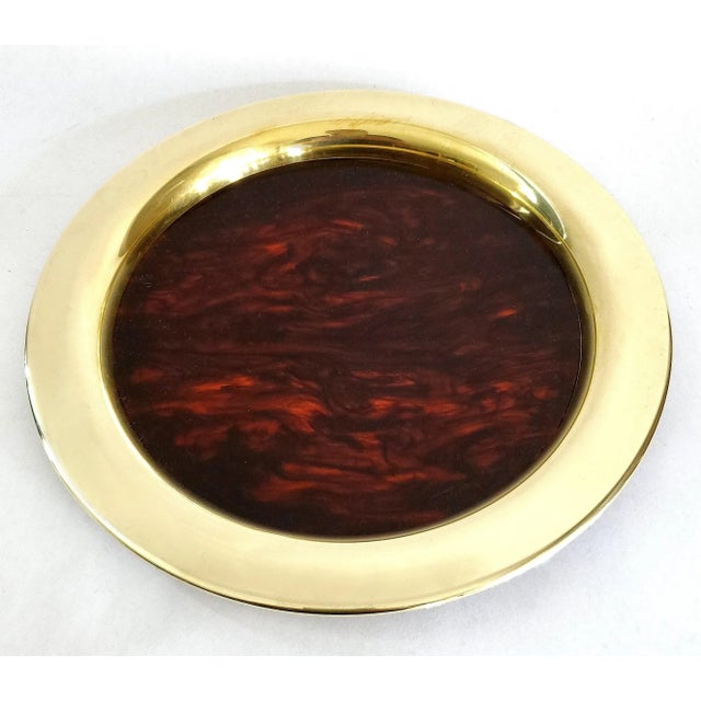 Tray Lucite Tortoise Shell & Brass For Sale - Image 11 of 11