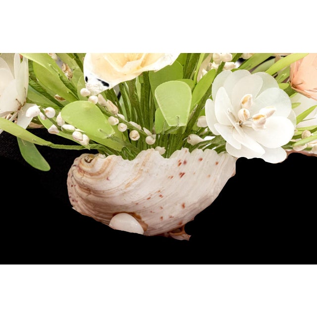 Vintage Filipino Capiz Shell Floral Arrangement | Cebu Handicraft | Natural Conch Shell Vase | C. 1960s–1970s For Sale - Image 4 of 7