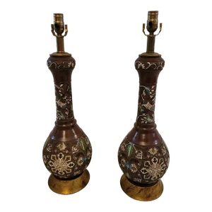 1940s Pair of Vintage Chinoiserie Lamps in the Style of Marbro