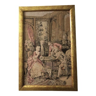 Antique French Woven Wall Framed Tapestry For Sale