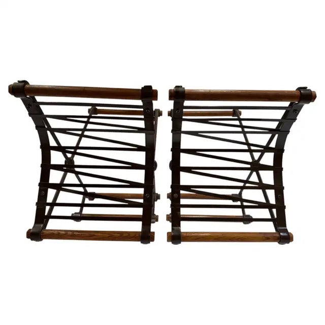 Signed Cleo Baldon Terra Wrought Iron Bar Counter X Stools Mid Century Modern For Sale - Image 9 of 17