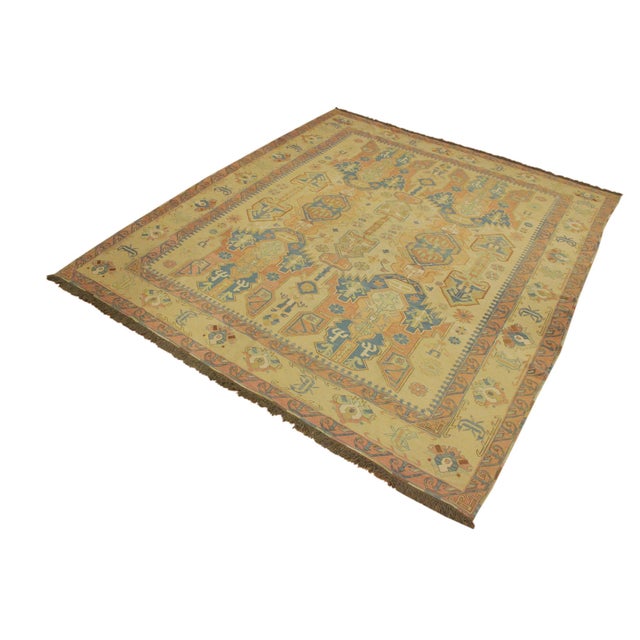 1980s 1980s Tribal Soumakh Lt. Tan/Orange Wool Rug - 10'5 X 12'3 For Sale - Image 5 of 12