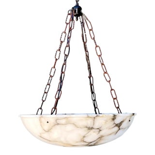 Vintage Alabaster Bowl Pendant Light For Sale