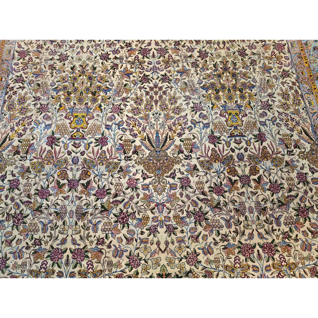 Vintage Oversized Persian Kerman Lavar Rug, Hand-Knotted Wool, Allover Vase Pattern, Ivory & Blue, 11’ X 19’ For Sale - Image 13 of 18