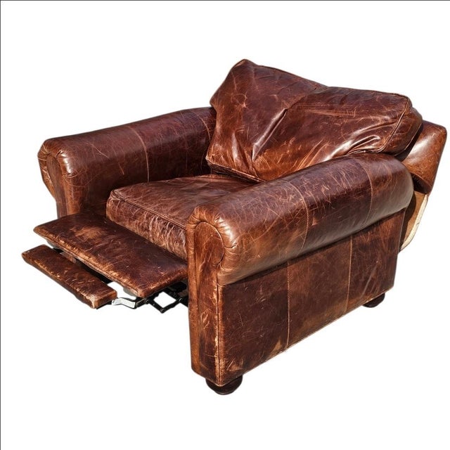 Restoration Hardware Lancaster Leather Armchair Recliner For Sale - Image 10 of 18