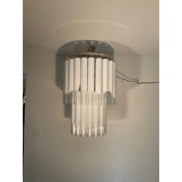Hudson Valley Lighting Luxury 9 - Light Tiered Drum Glass Tube Chandelier For Sale - Image 4 of 9