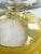 Early 20th Century Art Deco Glass Pedestal Compote or Candy Dish Yellow With Gold Trim, Fleur-De-Lis Handle For Sale - Image 13 of 16