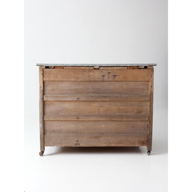 Antique Farmhouse Kitchen Work Table With Galvanized Top For Sale - Image 15 of 18