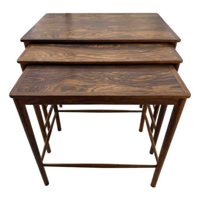 1960s Danish Modern Rosewood Nesting Tables by Poul Jeppesen – Set of 3 For Sale
