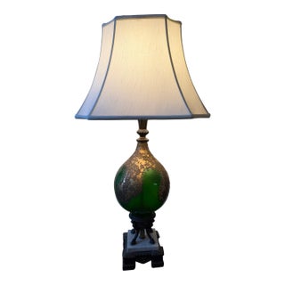 Mid 20th Century Hollywood Regency Hand Blown Glass Lamp With Gold Overlay For Sale