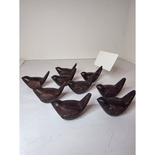 Nice looking bronze bird place card holders late 20th C or early 21st C.