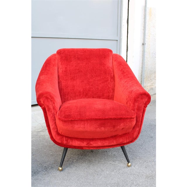 Armchairs in Red Velvet from Framar, 1950s, Set of 2 For Sale - Image 11 of 15
