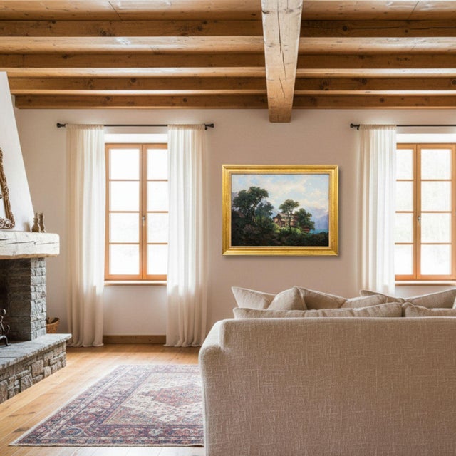 FRANÇOIS LOUIS FRITZ DE NIEDERHÄUSERN Switzerland, 1828-1888 A Rustic Chalet in the Swiss Mountains Oil on canvas Signed...