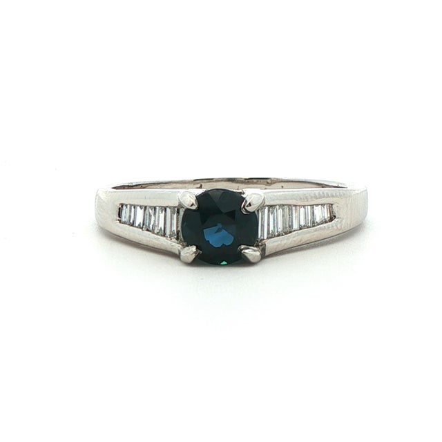 1980s Platinum Sapphire & Diamond Engagement Ring, Size 8.25 For Sale In Lexington, KY - Image 6 of 11