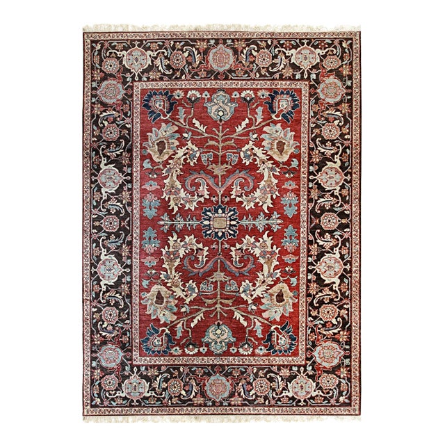 9x12 Lila Chic Coral Floral Modern Hand Knotted Wool Carpet Rug For Sale