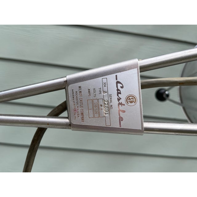 Silver 1950s Wilmot Castle Industrial Rolling Floor Lamp For Sale - Image 8 of 12