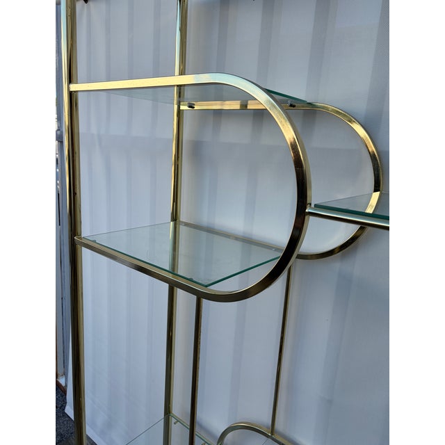 Mid Century Modern Hollywood Regency Brass Etagere in the Milo Baughman Manner. Circa 1970s For Sale - Image 9 of 18