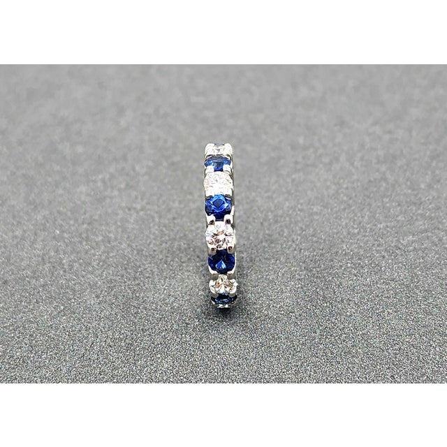 Early 21st Century 2.60 Ct Natural Sapphire & Diamond Eternity Ring Size 5.75 For Sale - Image 5 of 9