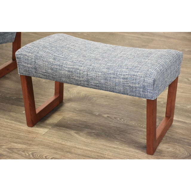 Blue Danish Teak Mid-Century Modern Lounge Chair & Ottoman For Sale - Image 8 of 12